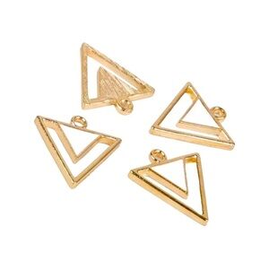 🔴 5 for $10 ONE White & Gold Triangle Shaped Pendant Zinc Alloy